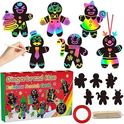 CY2SIDE 60PCS Christmas Gingerbread Man Rainbow Color Scratc