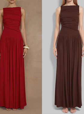 Sexy figure-hugging mid-length dress 通勤风无袖气质连衣裙