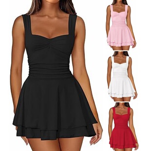 with skirt layered 分层下摆连衣裙 draped hem Sleeveless