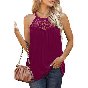 Lace sleeveless tank top T-shirt woman 无袖挂脖吊带背心女夏