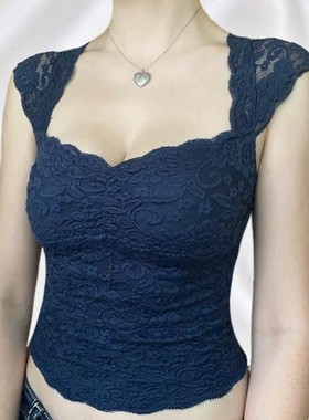 夏季新款蕾丝紧身短袖上衣Sexy lace sleeveless top vest