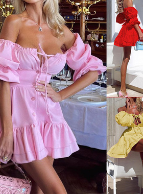 Autumn women's sexy short-sleeved strapless dress 抹胸迷你裙