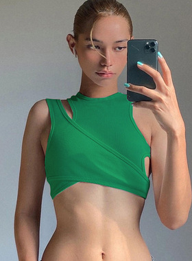 Summer top two-piece halter fashion sexy crop short vest
