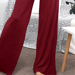 wide slacks Solid baggy waisted stretch high color legged