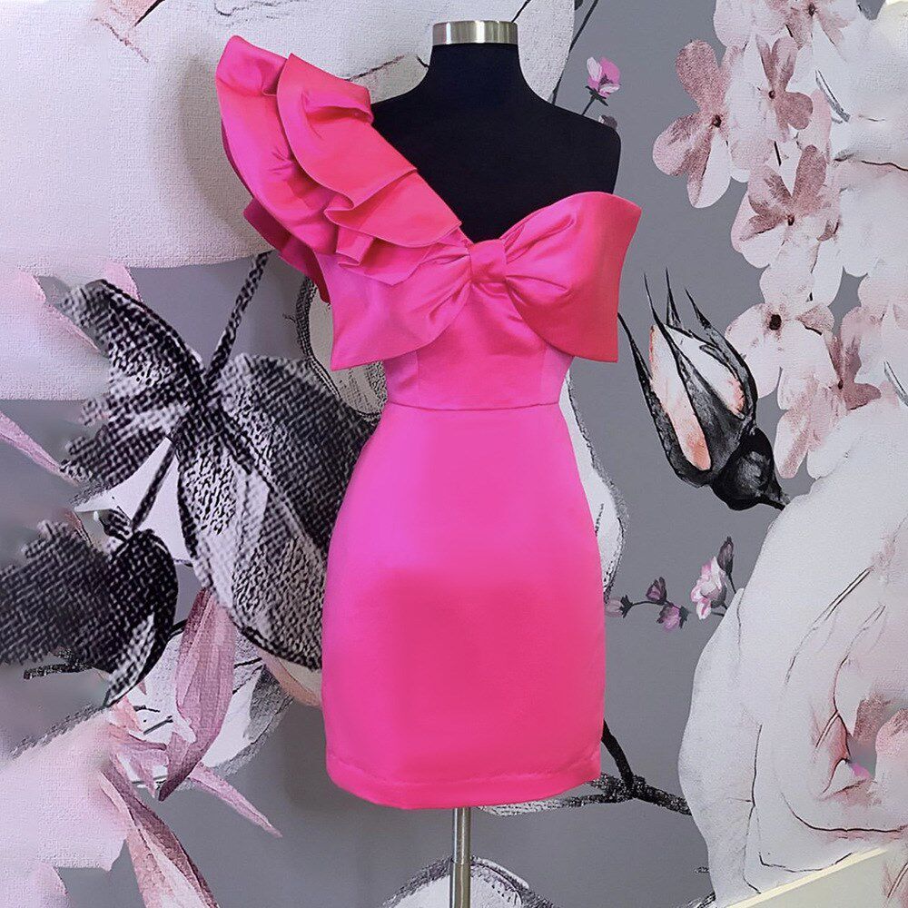 Summer new sexy one-shoulder ruffled slim women's dress