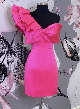 Summer new sexy one-shoulder ruffled slim women's dress