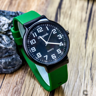 时尚 青少年防水电子手表初高中生男女亲肤软带考试静音石英表 薄款