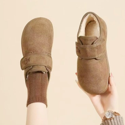 2025新款勃肯棉拖鞋低帮魔术贴加绒雪地靴女舒适百搭棉鞋保暖加绒