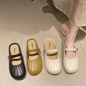 复古居家两穿外穿新百搭防滑厚底轻便半拖法式 夏季 包头鞋 2025春季