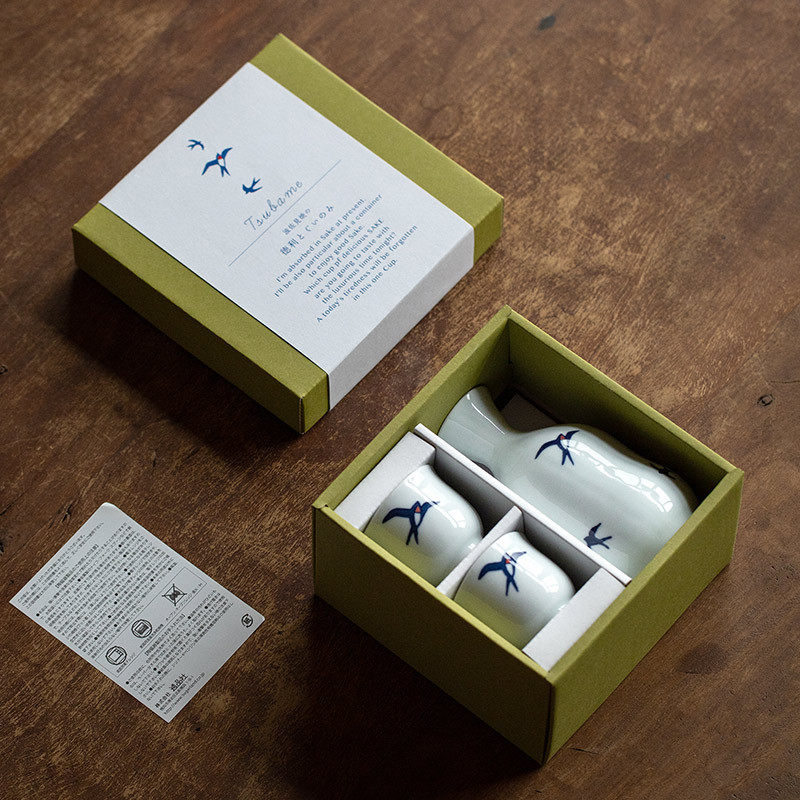 【官方】日本进口美浓烧燕子酒具套装日式简约礼盒装酒壶酒杯
