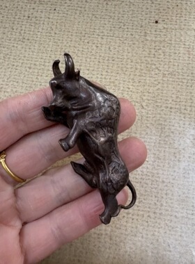 古玩收藏纯铜鎏金牛摆件家居装饰品办公室店铺开业送礼