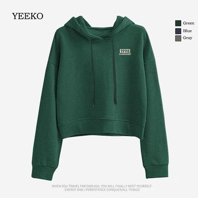 310G重磅纯棉早春新款短款卫衣女