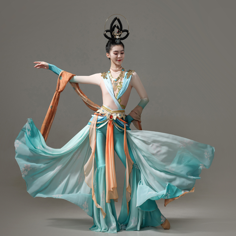 阿幸敦煌飛天舞蹈服裝異域風(fēng)情演出服古風(fēng)飄逸超仙西域古典舞蹈服