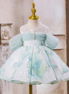 女童礼服花童婚礼小女孩超仙生日公主裙大童主持人走秀钢琴演出服