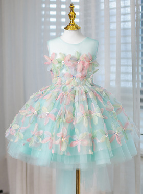 儿童晚礼服蓬蓬裙高端主持轻奢小众生日走秀公主裙女童钢琴演出服