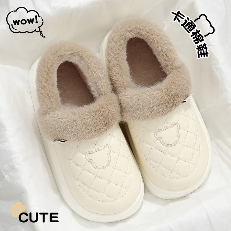 pu防水棉拖鞋女款2025新款包跟鞋