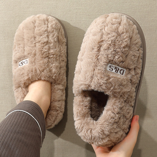 棉拖鞋男款冬季2025新款室内家居防滑防臭厚底加绒保暖毛毛棉鞋女