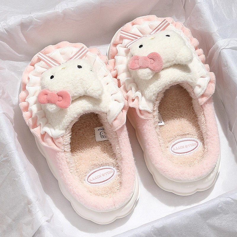 KT猫棉拖鞋女款毛绒保暖软底防滑