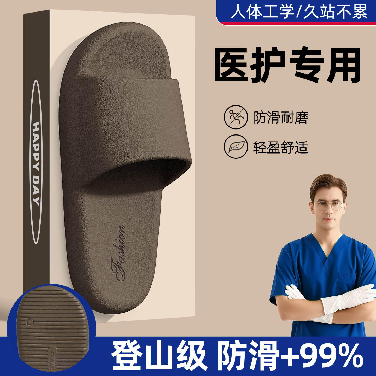 医用手术室拖鞋男款2026新款夏季室内家居eva防滑防臭厚底凉拖男
