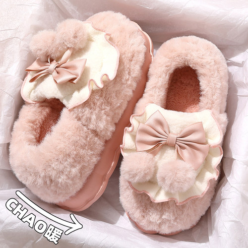 蝴蝶结棉拖鞋女士秋冬季2025新款
