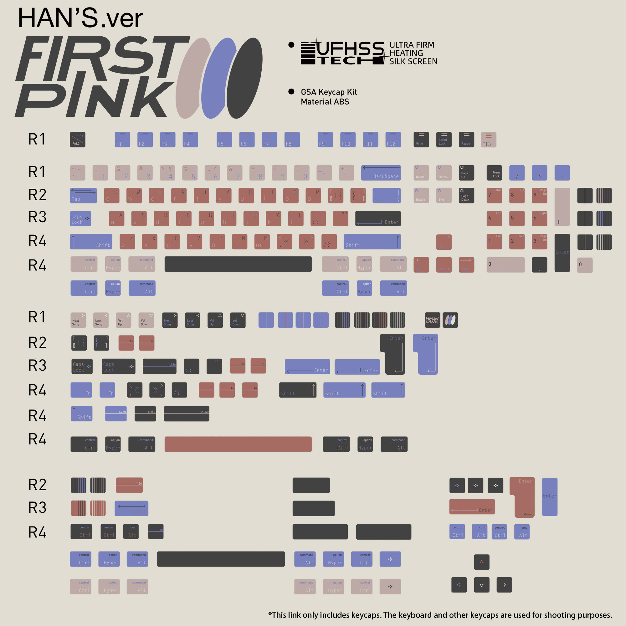 无铭诚品Winmix GSAFirst Pink热固丝印正刻无刻大全套ABS键帽