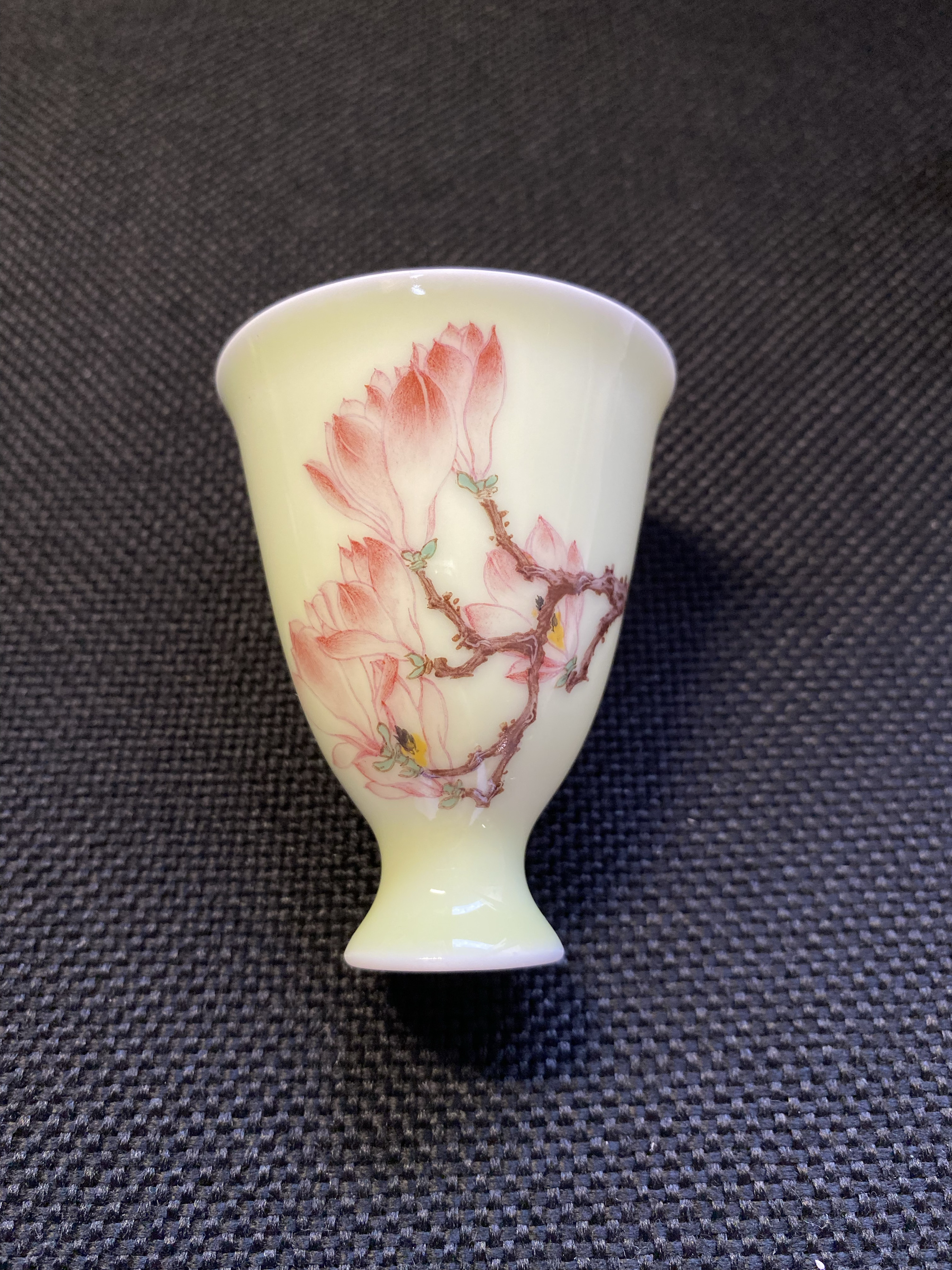 景德镇高陶瓷美术师夏芳绘釉上彩玉兰花主人杯45ml包邮