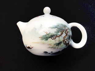 江西省高级工艺美术师王钢手绘陶瓷釉上彩山水茶壶茶器