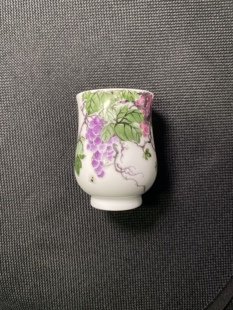 景德镇高陶瓷美术师夏芳手绘釉上彩葡萄玉泥胎主人杯茶杯120ml