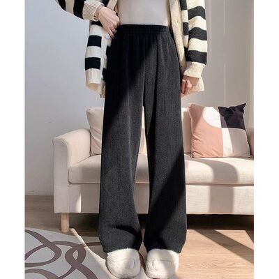 情侣潮牌休闲裤男士日系复古直筒裤麦穗纹宽松中低腰无弹纯色长裤