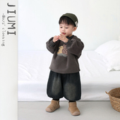 儿童冬季 休闲外套 宝宝韩版 新款 加绒卫衣男女宝宝加厚保暖上衣套装