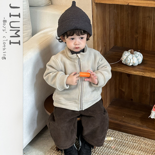 洋气上衣儿童百搭保暖三件套 男女宝时尚 宝宝秋冬韩版 休闲夹克套装