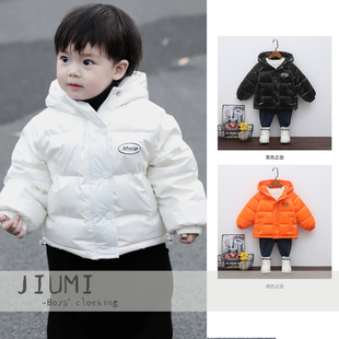 棉袄 亮面免洗外套一岁中小童加绒加厚短款 男宝宝冬装 棉服男童冬季