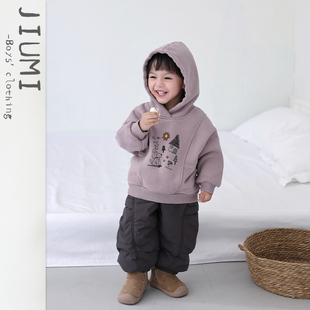 森系厚棉裤 儿童冬季 小童韩版 连帽卫衣套装 男女宝休闲上衣外套 新款