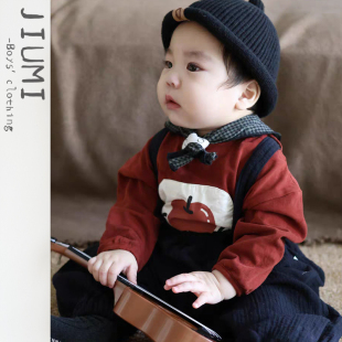 洋气背带裤 韩版 套装 打底卫衣男宝宝秋季 外出服 儿童时尚 婴幼儿新款