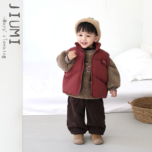 儿童冬季 百搭毛绒外套男女宝加绒毛毛衣潮 加厚保暖棉马甲宝宝韩版