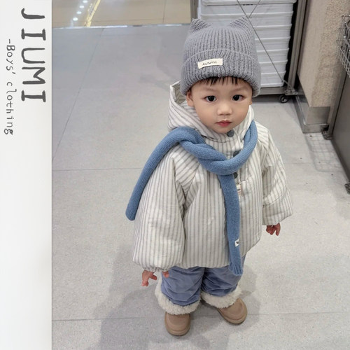 JIUMI男宝宝冬季加绒连帽面包服