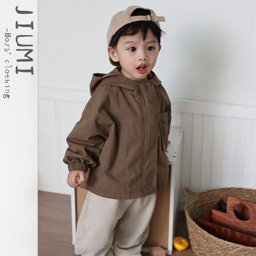 JIUMI男童休闲日系复古连帽套装
