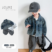 帅气套装 男童春装 T恤3男宝韩系牛仔外套工装 裤 2026新款 中小童长袖