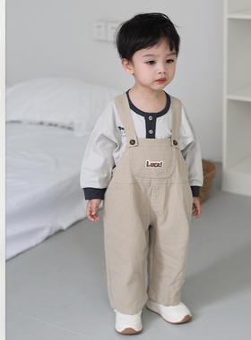 儿童春季韩版个性上衣男女宝宝新款休闲百搭打底衫小童时髦连体裤