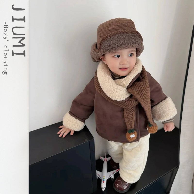 男童麂皮复合羊羔毛外套宝宝休闲百搭保暖裤子儿童骑车飞行雷锋帽,童装/婴儿装/亲子装,套装,淘宝优惠券,粉丝福利购,淘宝优惠卷