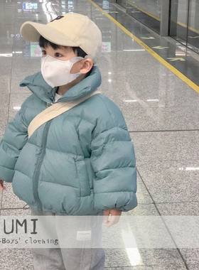 儿童短款白鸭绒羽绒服2026冬季两岁男童保暖上衣中小童冬装外套潮