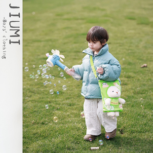 男宝宝蓝色短款 加厚羽绒服儿童立领保暖面包服男孩户外蓬松外套潮