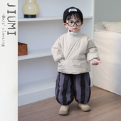 男女宝韩版 子三件套 加厚条纹裤 棉服套装 儿童百搭上衣T恤宝宝个性