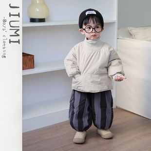 加厚条纹裤 儿童百搭上衣T恤宝宝个性 子三件套 棉服套装 男女宝韩版