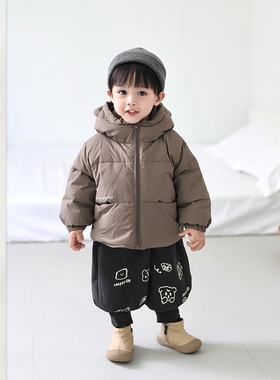 儿童冬季加厚羽绒服套装男童白鸭绒保暖连帽外套男女宝宝韩版冬装