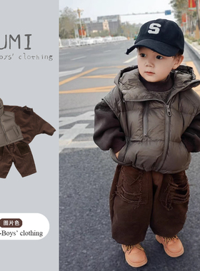 男童冬季三防面料鸭绒马甲男宝宝秋冬外穿坎肩儿童冬装马夹羽绒服