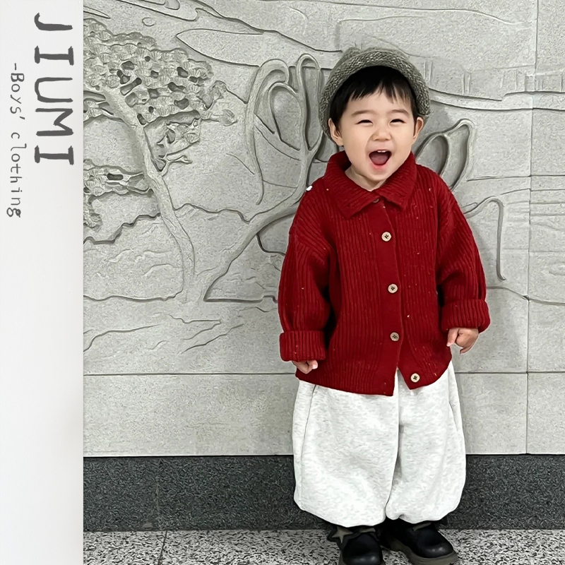 儿童2025秋季韩版彩点毛衣宝宝百搭打底衫运动裤小童时尚休闲套装