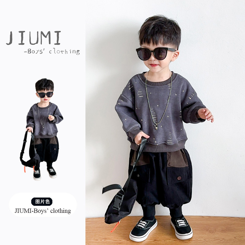 男童秋冬装2026新款加绒套头卫衣男宝宝宽松灯笼工装裤中小童套装,童装/婴儿装/亲子装,套装,淘宝优惠券,粉丝福利购,淘宝优惠卷