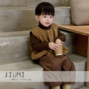 童装 男宝宝秋冬装 三件套男童韩版 中小童森系毛衣马甲休闲裤 潮 套装
