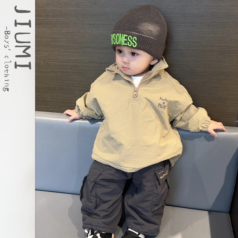 儿童韩版森系加绒保暖卫衣宝宝百搭休闲纯棉打底潮童加厚休闲裤子